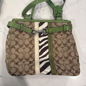 Coach Green and Brown Shoulder Bag